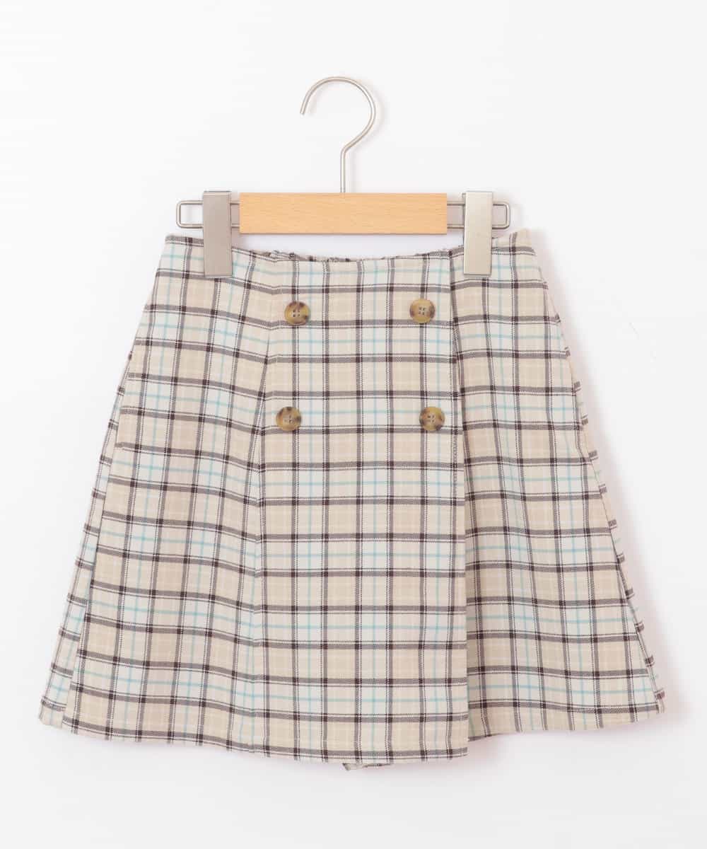 KJLEJ03029 a.v.v KIDS(アー・ヴェ・ヴェ) [100-130]【洗える】フロントボタンチェックラップパンツ[WEB限定サイズ] ベージュ