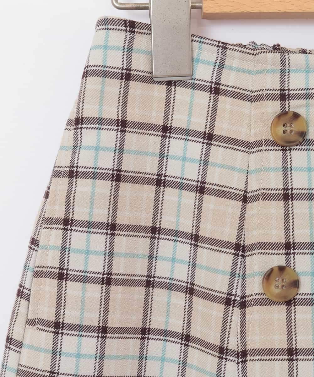 KJLEJ03029 a.v.v KIDS(アー・ヴェ・ヴェ) [100-130]【洗える】フロントボタンチェックラップパンツ[WEB限定サイズ] ベージュ