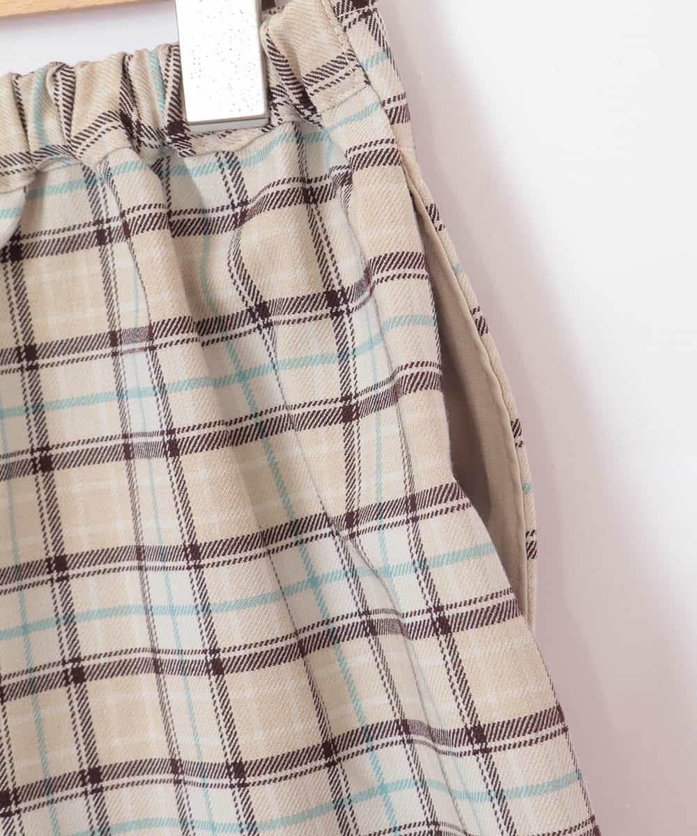 KJLEJ03029 a.v.v KIDS(アー・ヴェ・ヴェ) [100-130]【洗える】フロントボタンチェックラップパンツ[WEB限定サイズ] ベージュ