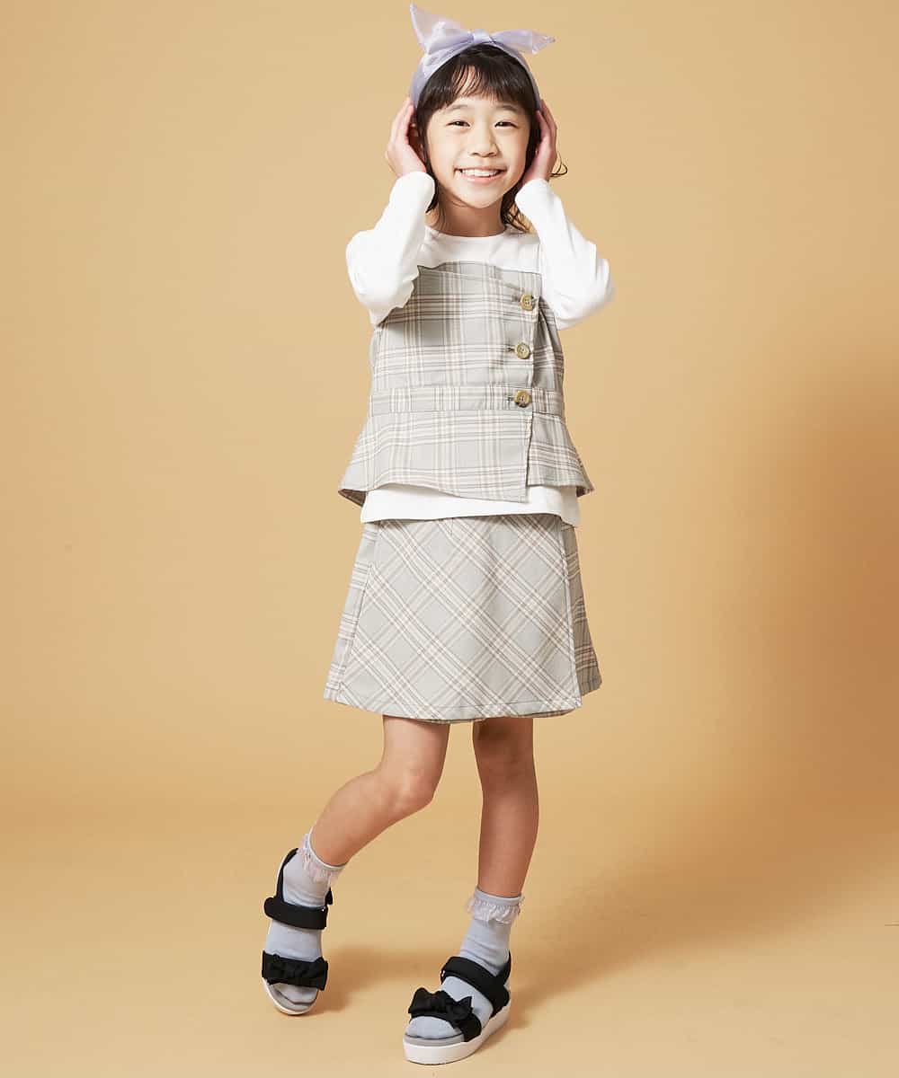 KJLEM21029 a.v.v KIDS(アー・ヴェ・ヴェ) [100-130]チェックラップパンツ[WEB限定サイズ] ライトブルー