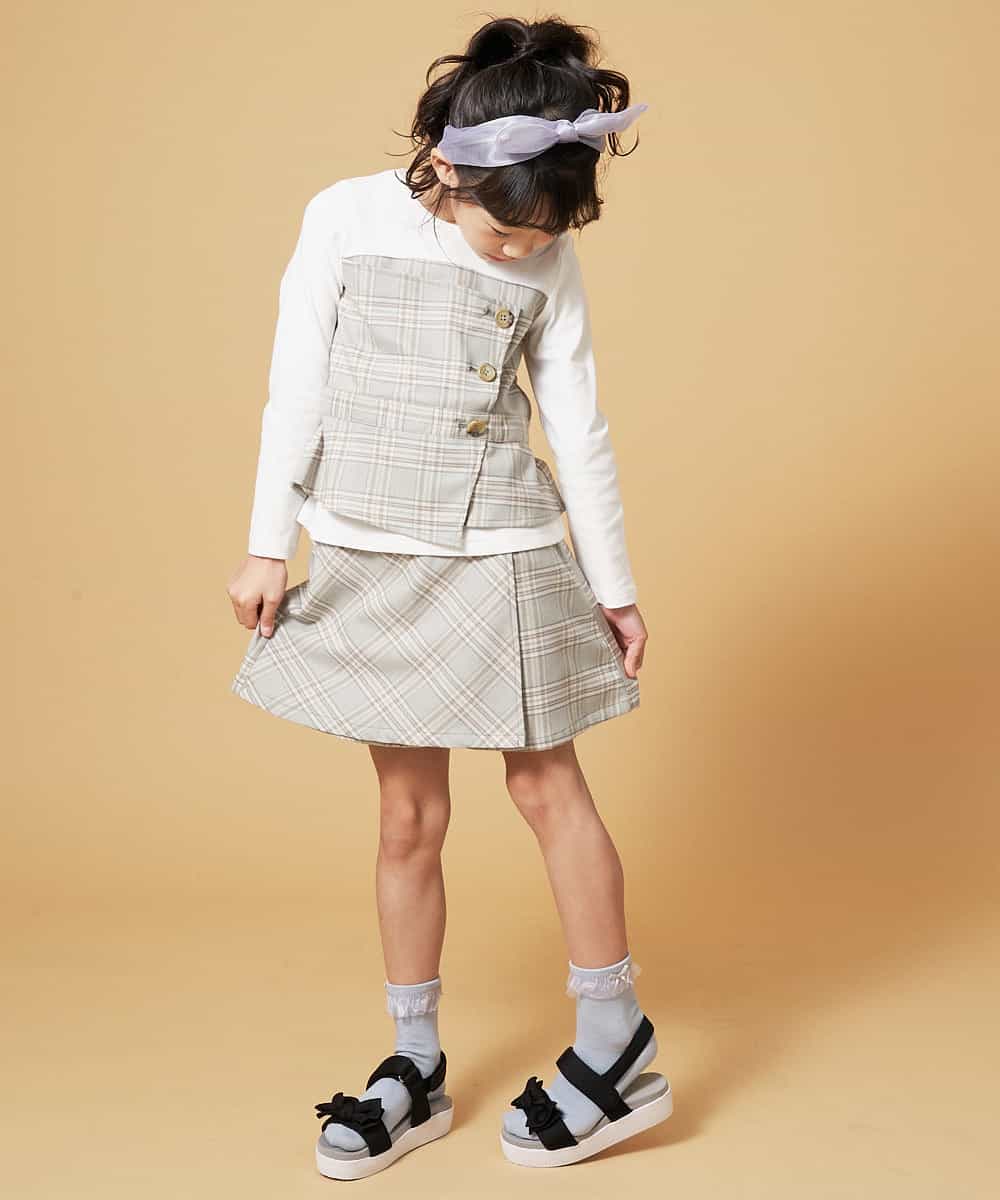 KJLEM21029 a.v.v KIDS(アー・ヴェ・ヴェ) [100-130]チェックラップパンツ[WEB限定サイズ] ライトブルー