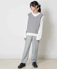 KJLEP32034 a.v.v KIDS(アー・ヴェ・ヴェ) [120-130]バックレースアップサスペンダー付きパンツ ピンク