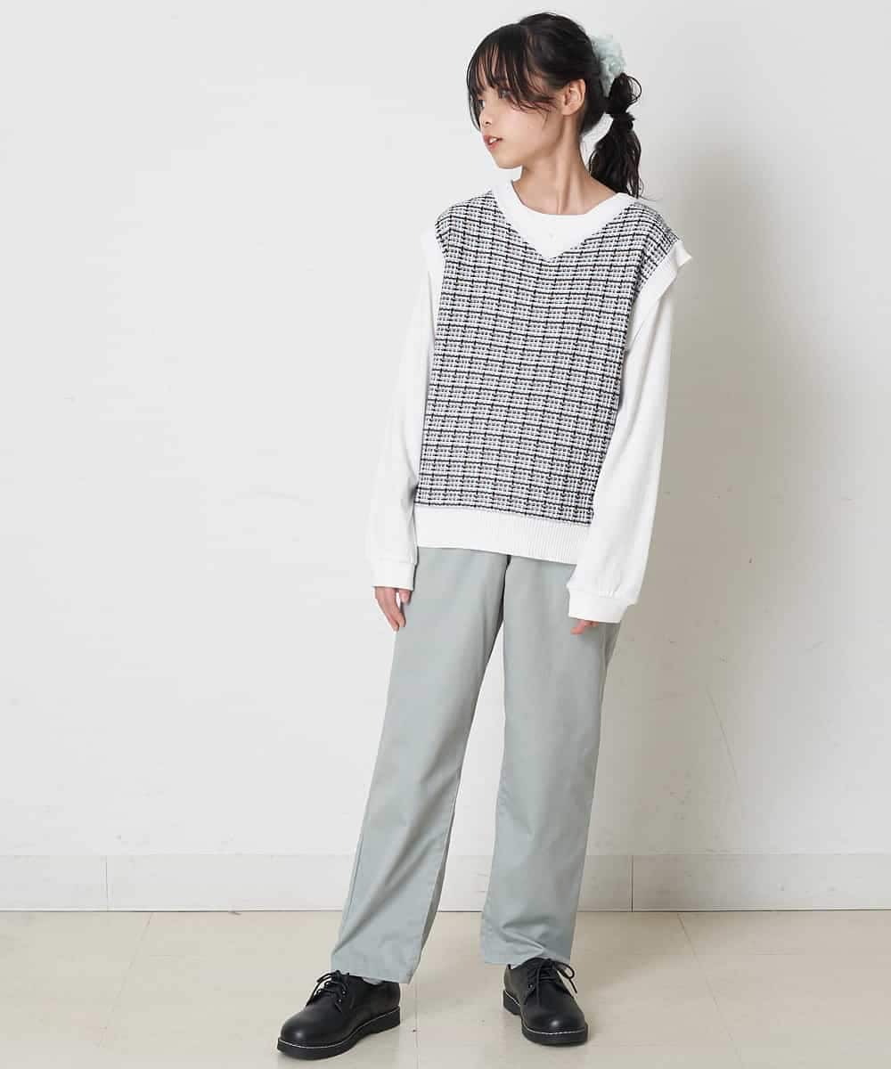 KJLEP32034 a.v.v KIDS(アー・ヴェ・ヴェ) [120-130]バックレースアップサスペンダー付きパンツ ピンク