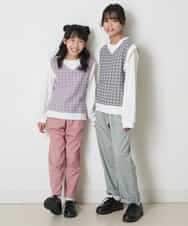 KJLEP32034 a.v.v KIDS(アー・ヴェ・ヴェ) [120-130]バックレースアップサスペンダー付きパンツ ピンク