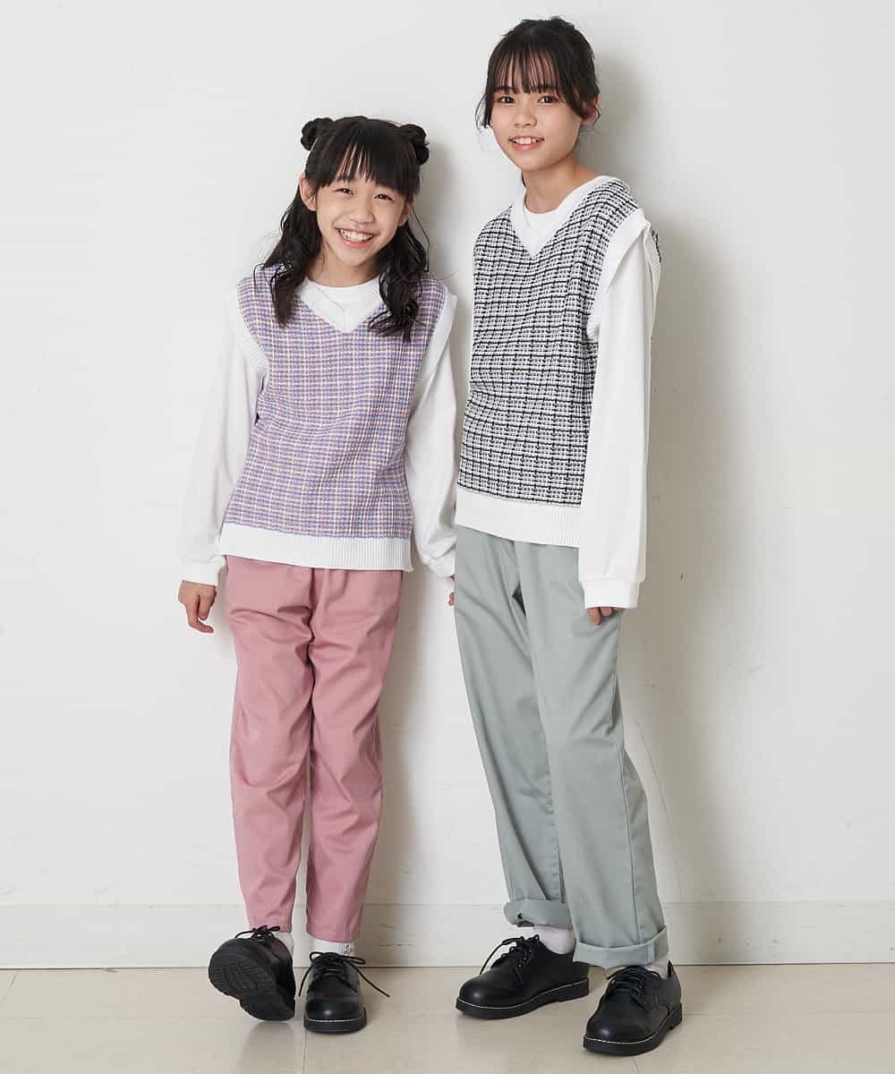 KJLEP32034 a.v.v KIDS(アー・ヴェ・ヴェ) [120-130]バックレースアップサスペンダー付きパンツ ピンク