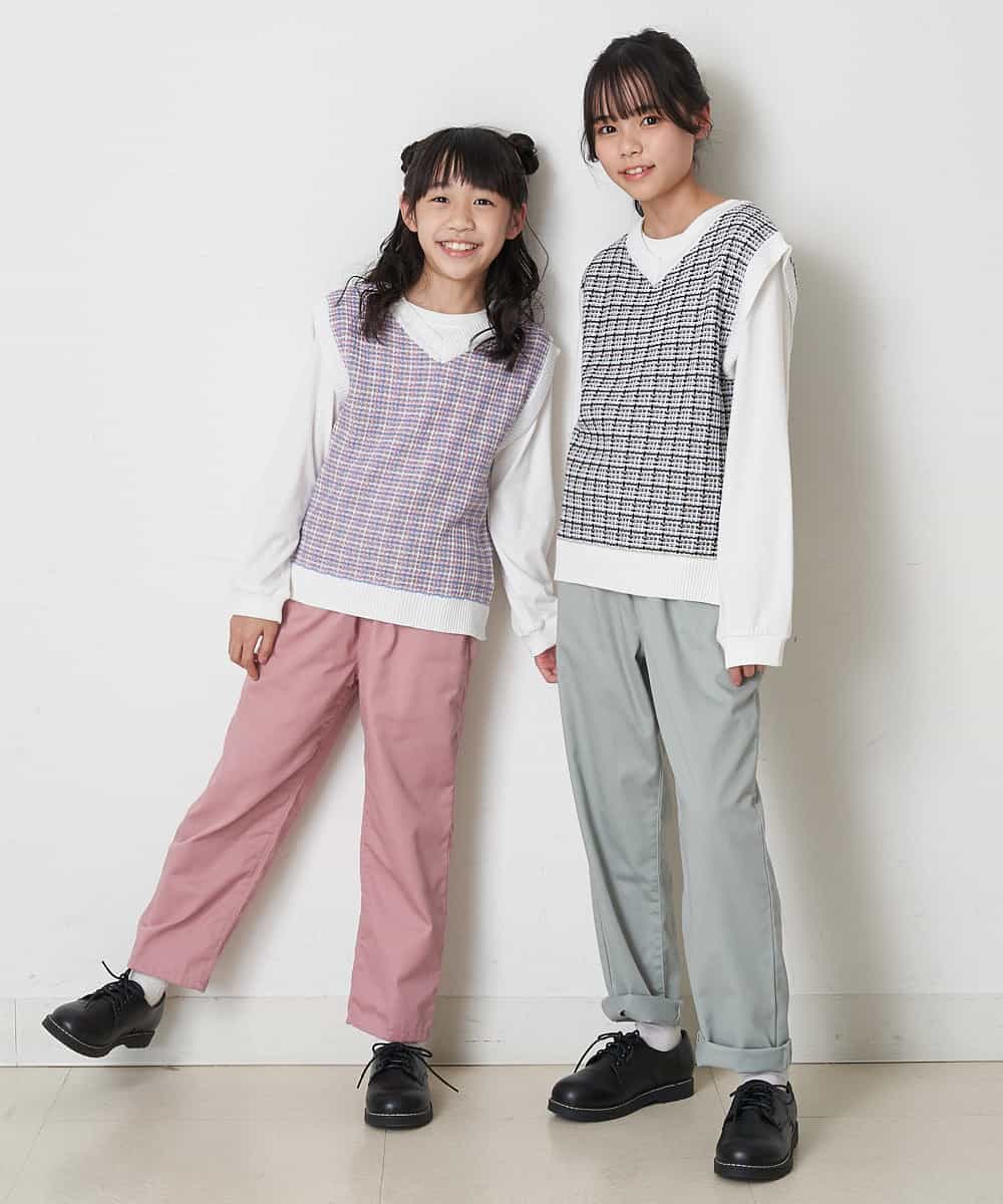 KJLEP32034 a.v.v KIDS(アー・ヴェ・ヴェ) [120-130]バックレースアップサスペンダー付きパンツ ピンク