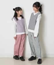 KJLEP32034 a.v.v KIDS(アー・ヴェ・ヴェ) [120-130]バックレースアップサスペンダー付きパンツ ピンク