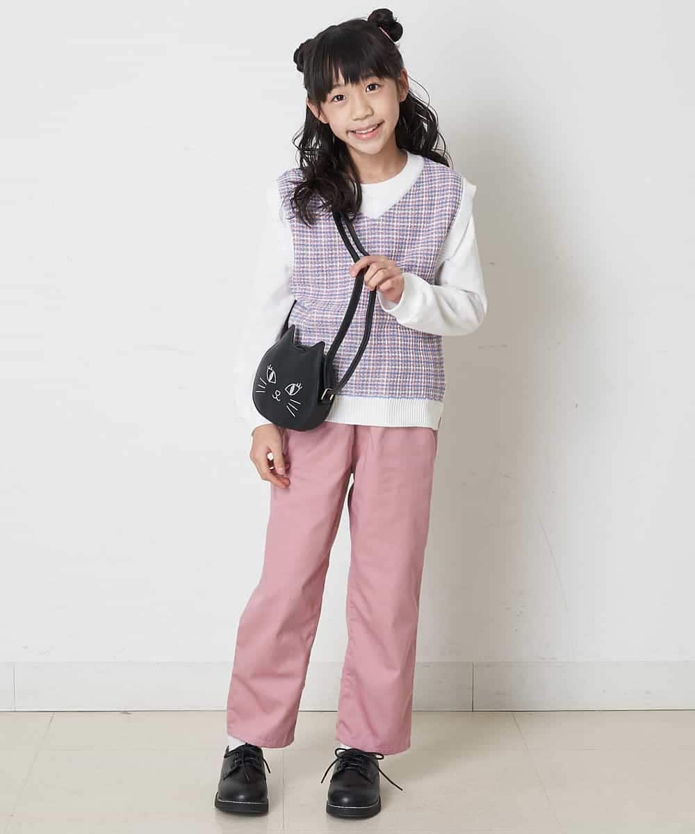 KJLEP32034 a.v.v KIDS(アー・ヴェ・ヴェ) [120-130]バックレースアップサスペンダー付きパンツ ピンク