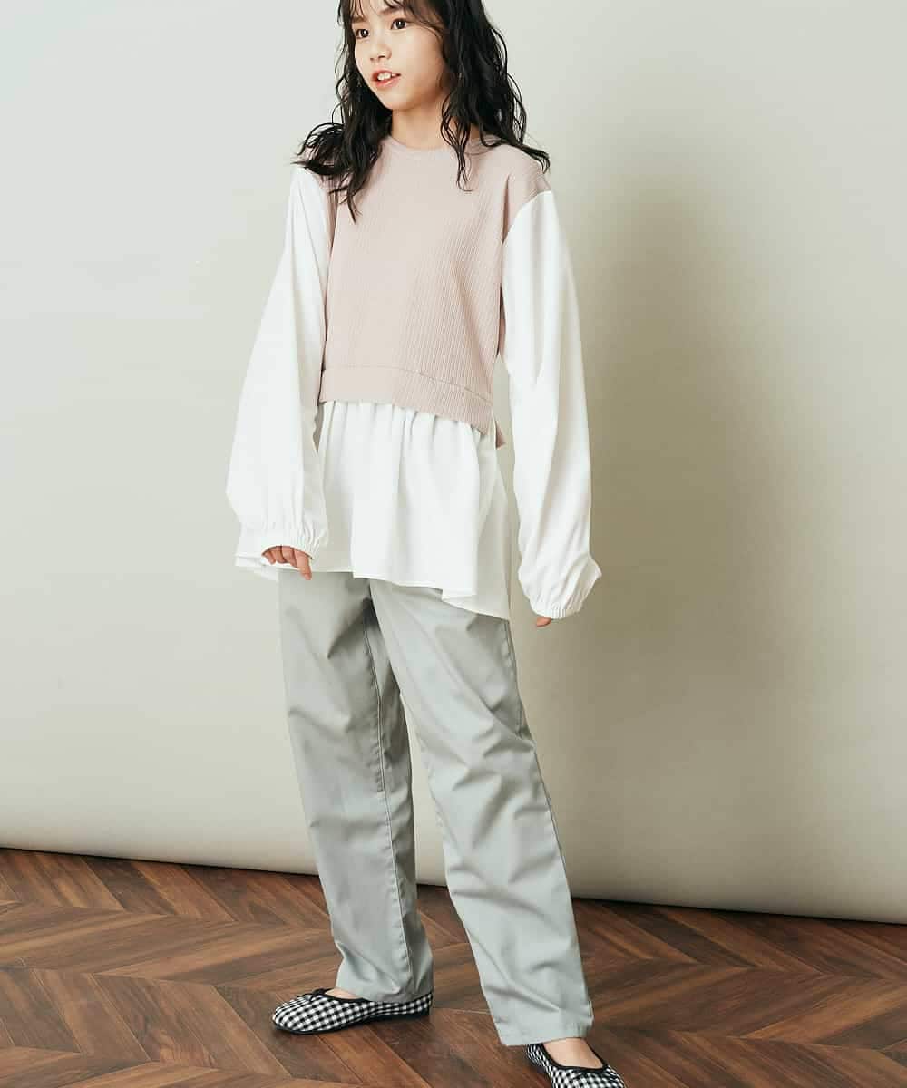 KJLEP32034 a.v.v KIDS(アー・ヴェ・ヴェ) [120-130]バックレースアップサスペンダー付きパンツ ピンク
