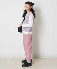 KJLEP32034 a.v.v KIDS(アー・ヴェ・ヴェ) [120-130]バックレースアップサスペンダー付きパンツ ピンク