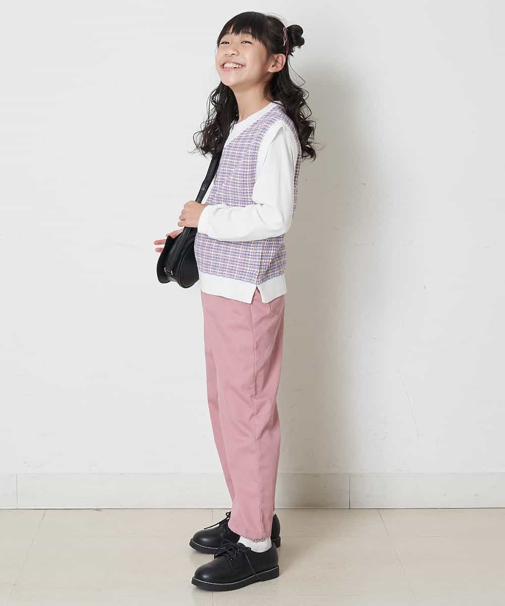 KJLEP32034 a.v.v KIDS(アー・ヴェ・ヴェ) [120-130]バックレースアップサスペンダー付きパンツ ピンク