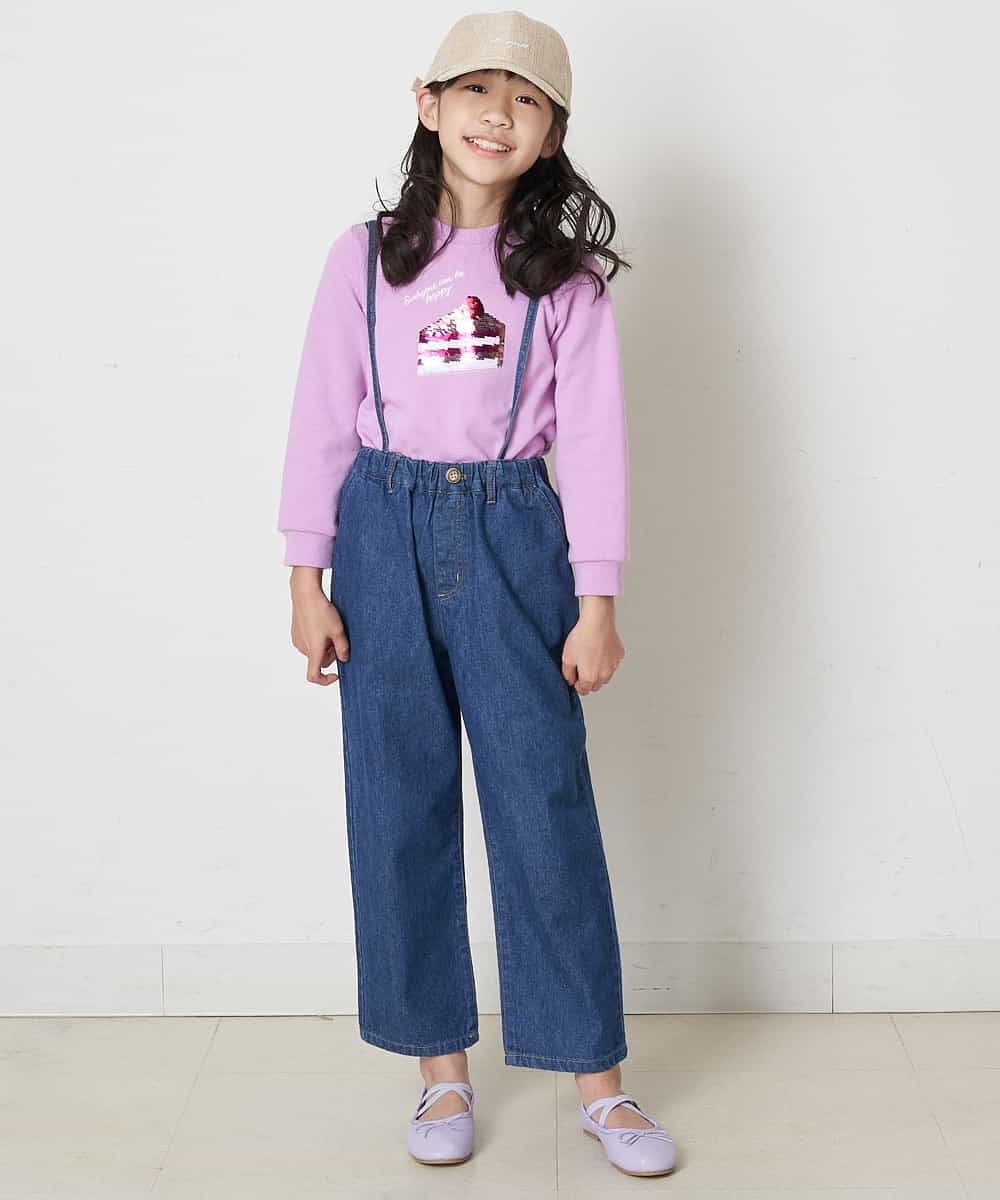 KJLEP32034 a.v.v KIDS(アー・ヴェ・ヴェ) [120-130]バックレースアップサスペンダー付きパンツ ピンク