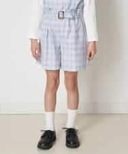 KJLEP33029 a.v.v KIDS(アー・ヴェ・ヴェ) [100-130]【セットアップ対応】バックル付きチェック柄キュロット ライトブルー