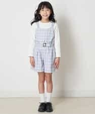 KJLEP33029 a.v.v KIDS(アー・ヴェ・ヴェ) [100-130]【セットアップ対応】バックル付きチェック柄キュロット ライトブルー