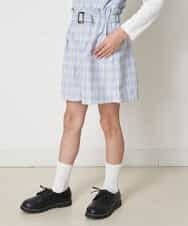 KJLEP33029 a.v.v KIDS(アー・ヴェ・ヴェ) [100-130]【セットアップ対応】バックル付きチェック柄キュロット ライトブルー