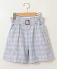KJLEP33029 a.v.v KIDS(アー・ヴェ・ヴェ) [100-130]【セットアップ対応】バックル付きチェック柄キュロット ライトブルー