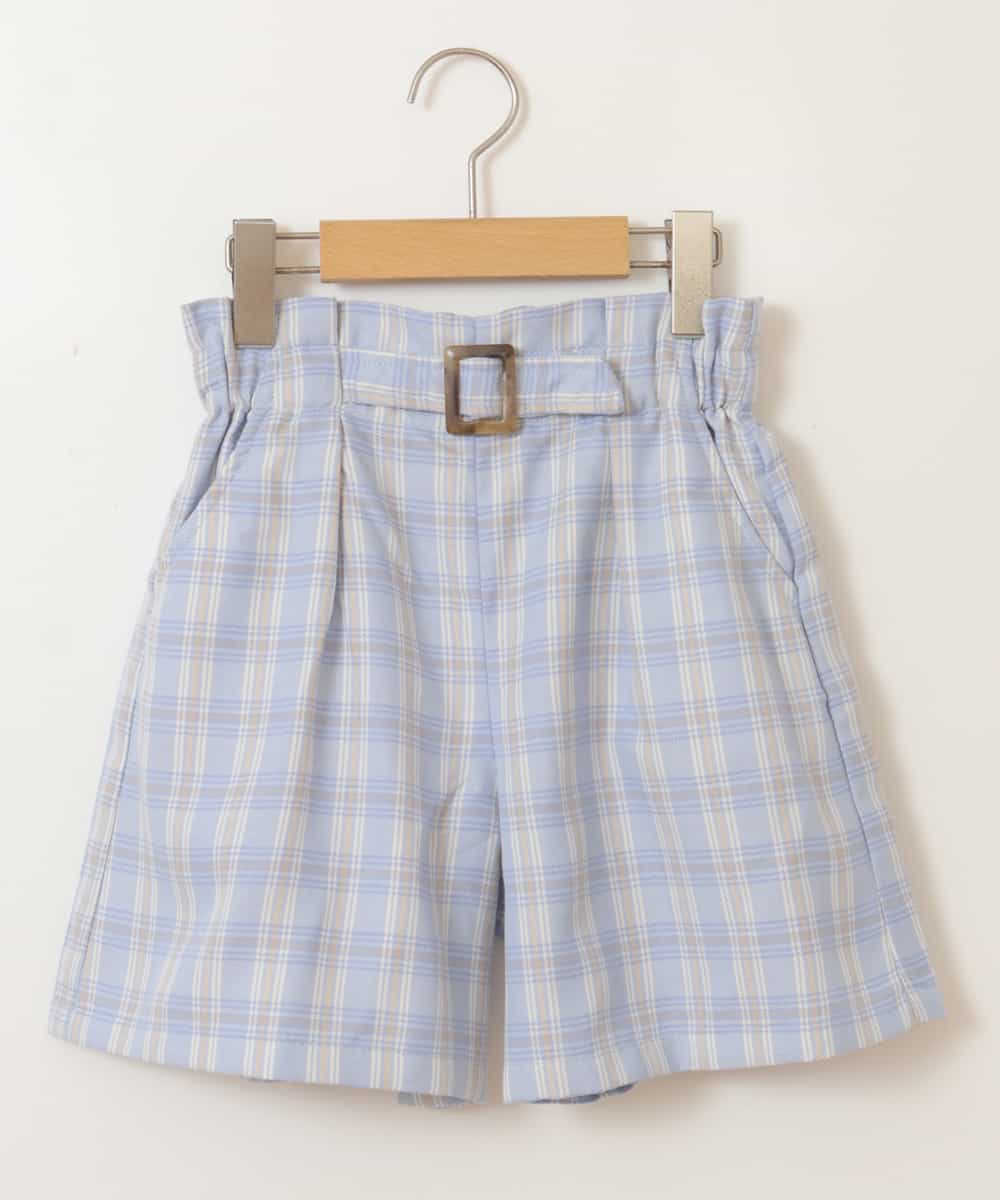 KJLEP33029 a.v.v KIDS(アー・ヴェ・ヴェ) [100-130]【セットアップ対応】バックル付きチェック柄キュロット ライトブルー