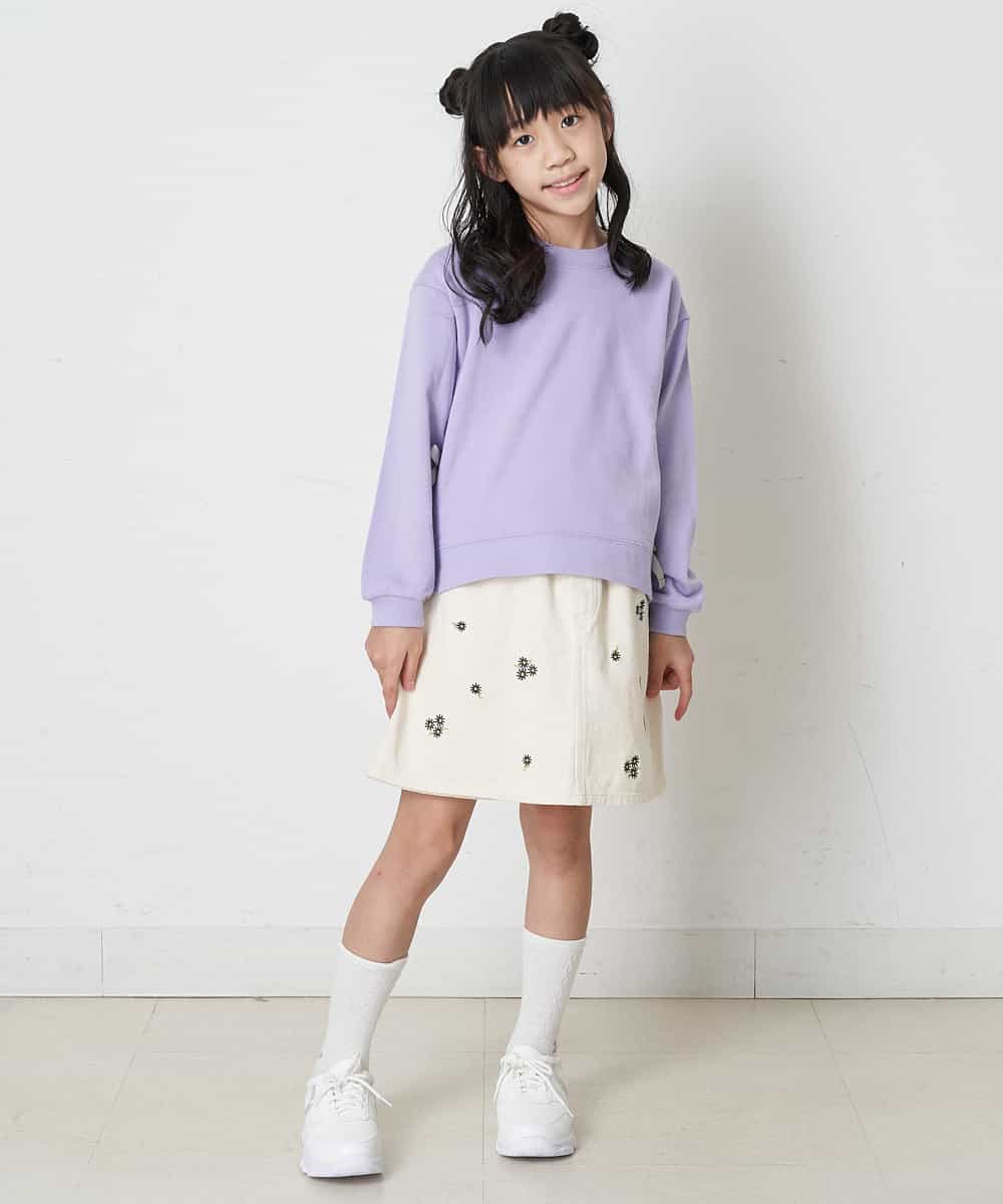 KJLEP35034 a.v.v KIDS(アー・ヴェ・ヴェ) [100-130]フラワー刺繍スカパン アイボリー