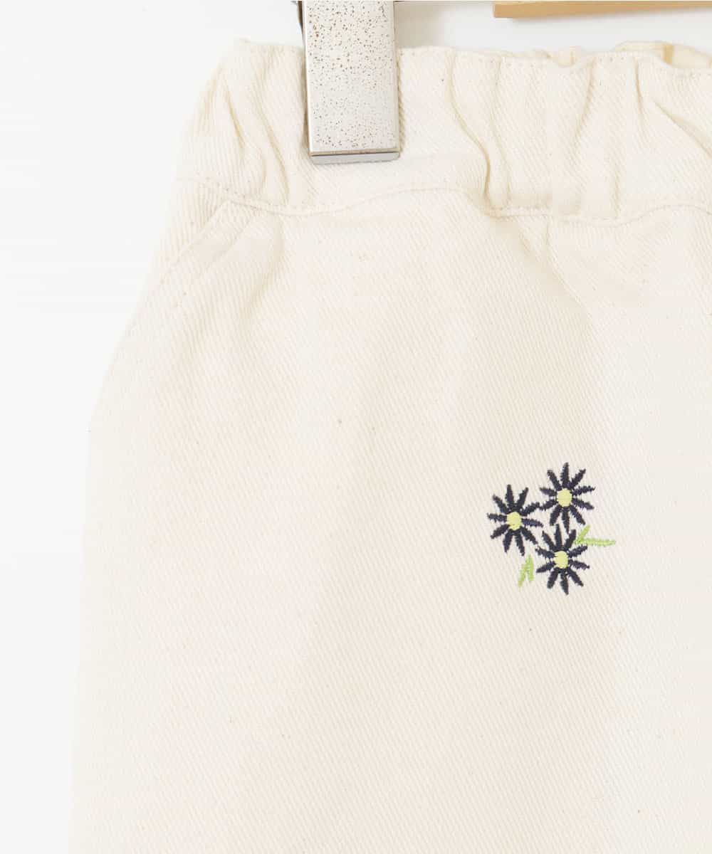 KJLEP35034 a.v.v KIDS(アー・ヴェ・ヴェ) [100-130]フラワー刺繍スカパン アイボリー