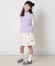 KJLEP35034 a.v.v KIDS(アー・ヴェ・ヴェ) [100-130]フラワー刺繍スカパン アイボリー