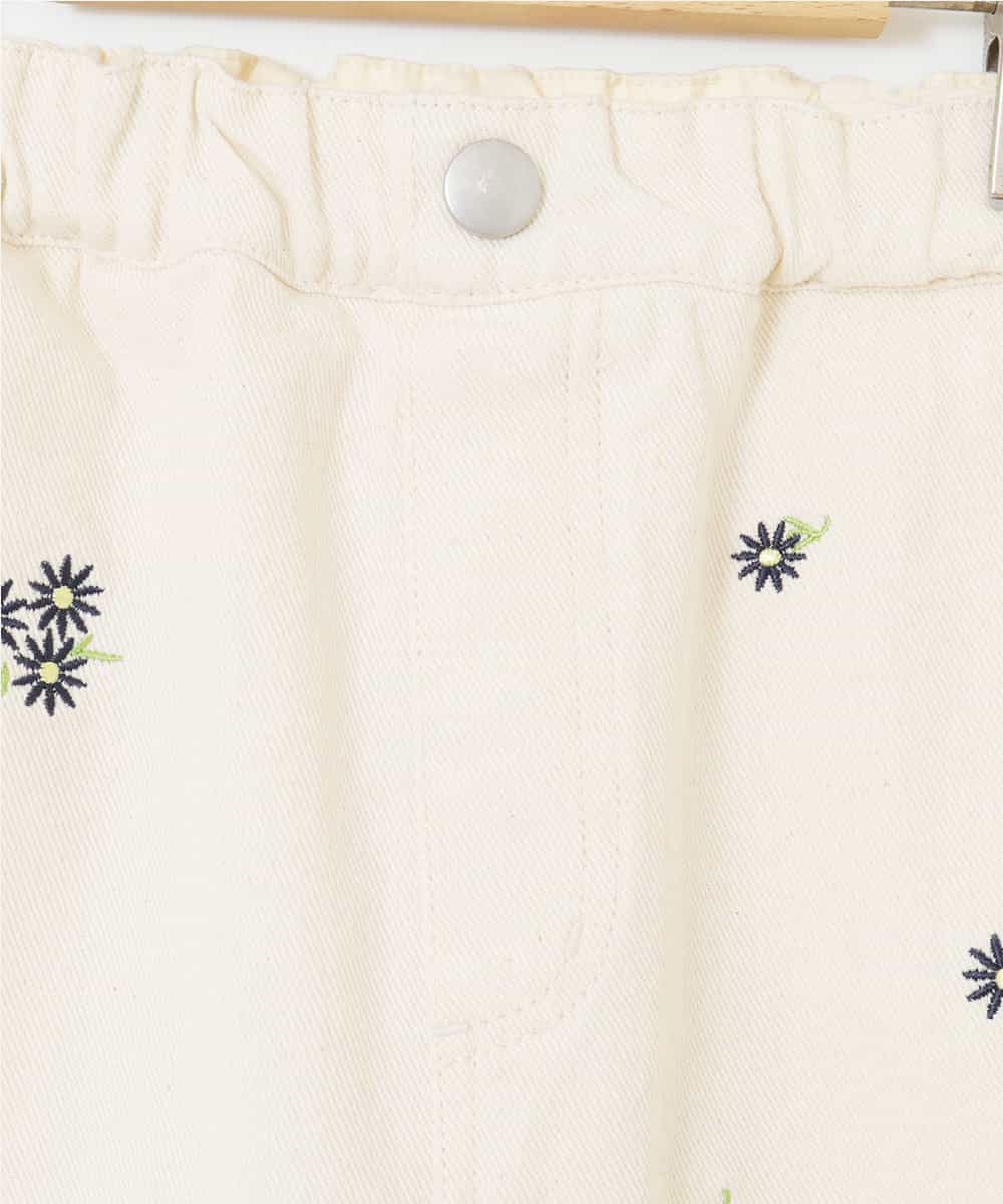 KJLEP35034 a.v.v KIDS(アー・ヴェ・ヴェ) [100-130]フラワー刺繍スカパン アイボリー