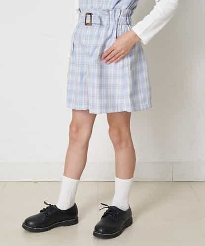 KJLEQ33034 a.v.v KIDS [140-150]【セットアップ対応】バックル付きチェック柄キュロット