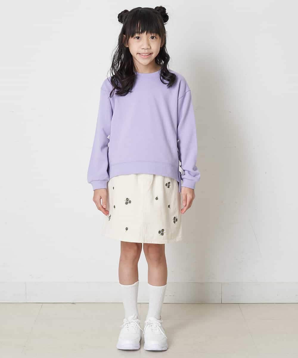 KJLEQ35039 a.v.v KIDS(アー・ヴェ・ヴェ) [140-150]フラワー刺繍スカパン アイボリー