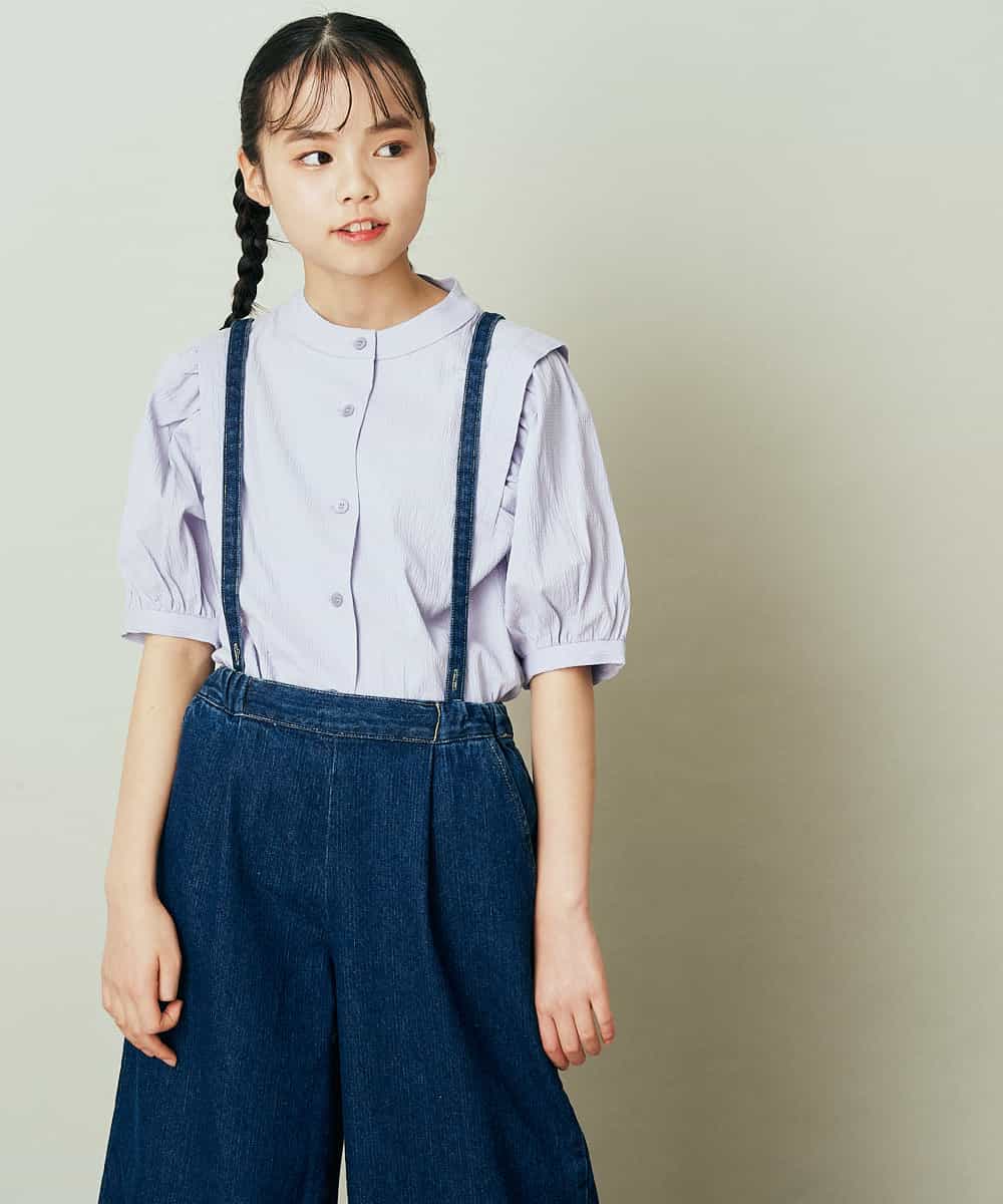 KJLER31044 a.v.v KIDS(アー・ヴェ・ヴェ) [160]サスペンダー付きワイドパンツ デニム