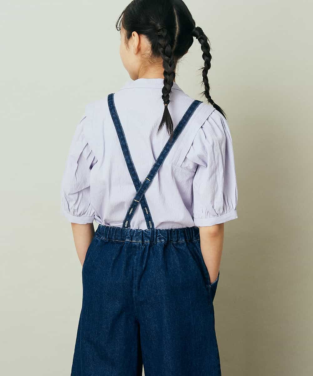 KJLER31044 a.v.v KIDS(アー・ヴェ・ヴェ) [160]サスペンダー付きワイドパンツ デニム