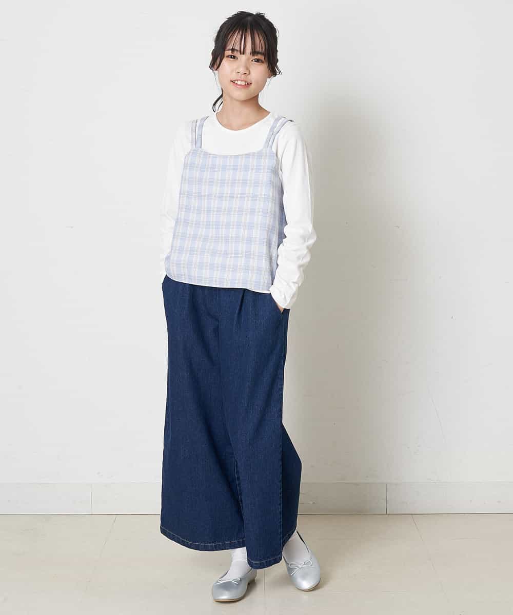KJLER31044 a.v.v KIDS(アー・ヴェ・ヴェ) [160]サスペンダー付きワイドパンツ デニム