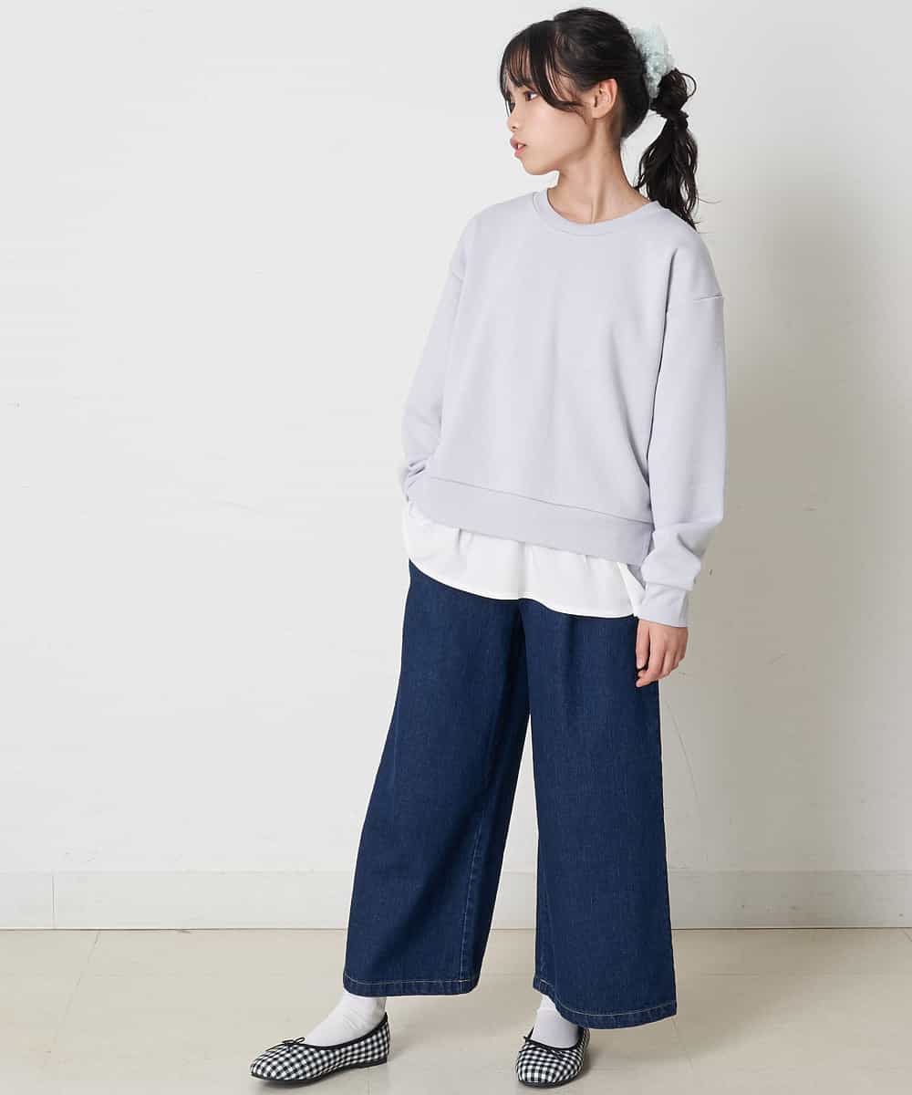 KJLER31044 a.v.v KIDS(アー・ヴェ・ヴェ) [160]サスペンダー付きワイドパンツ デニム