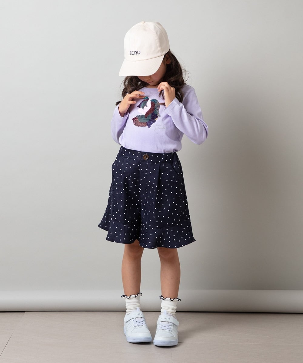 KJLES30029 a.v.v KIDS(アー・ヴェ・ヴェ) [100-130]フリルキュロットパンツ ブルー