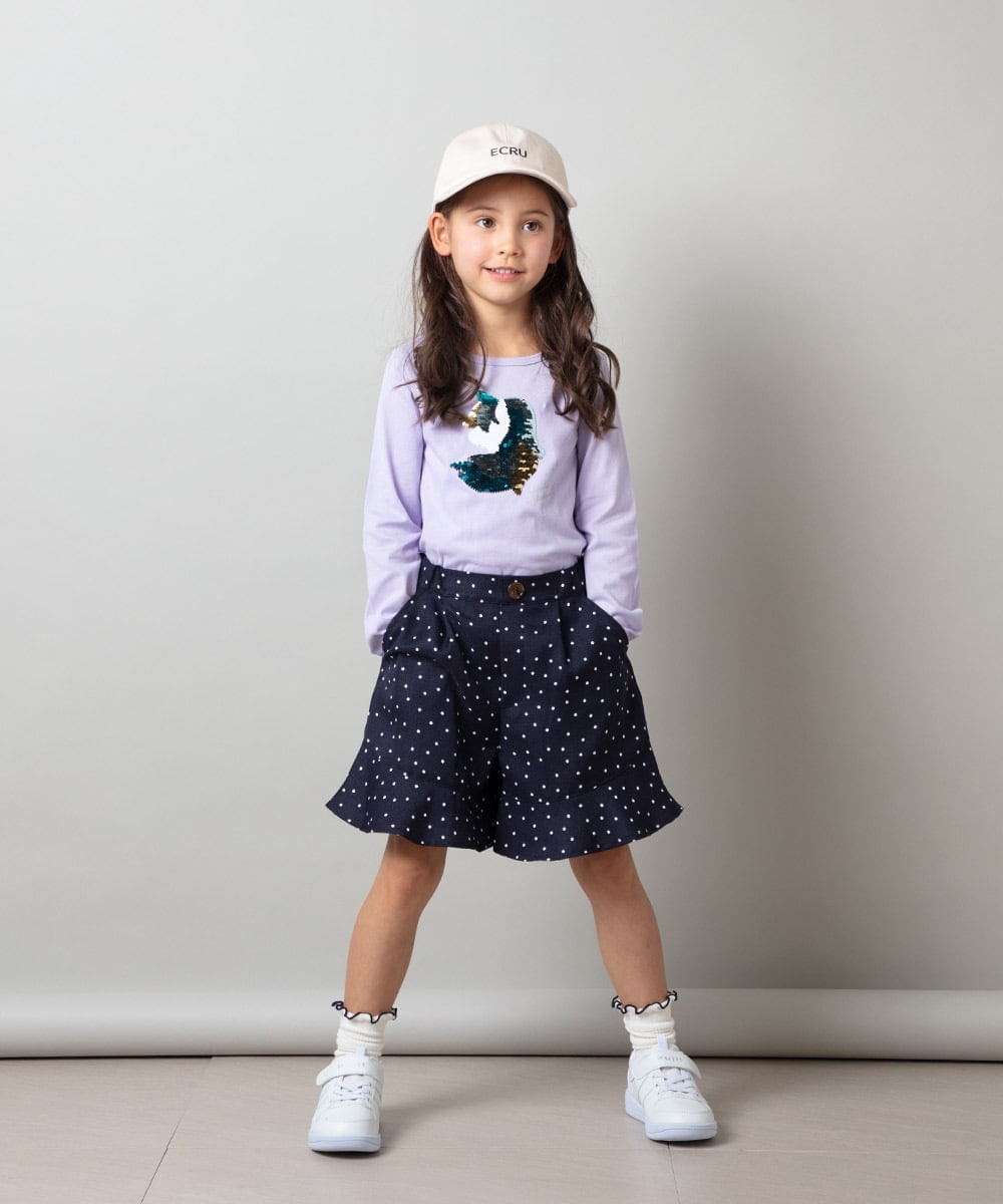 KJLES30029 a.v.v KIDS(アー・ヴェ・ヴェ) [100-130]フリルキュロットパンツ ブルー