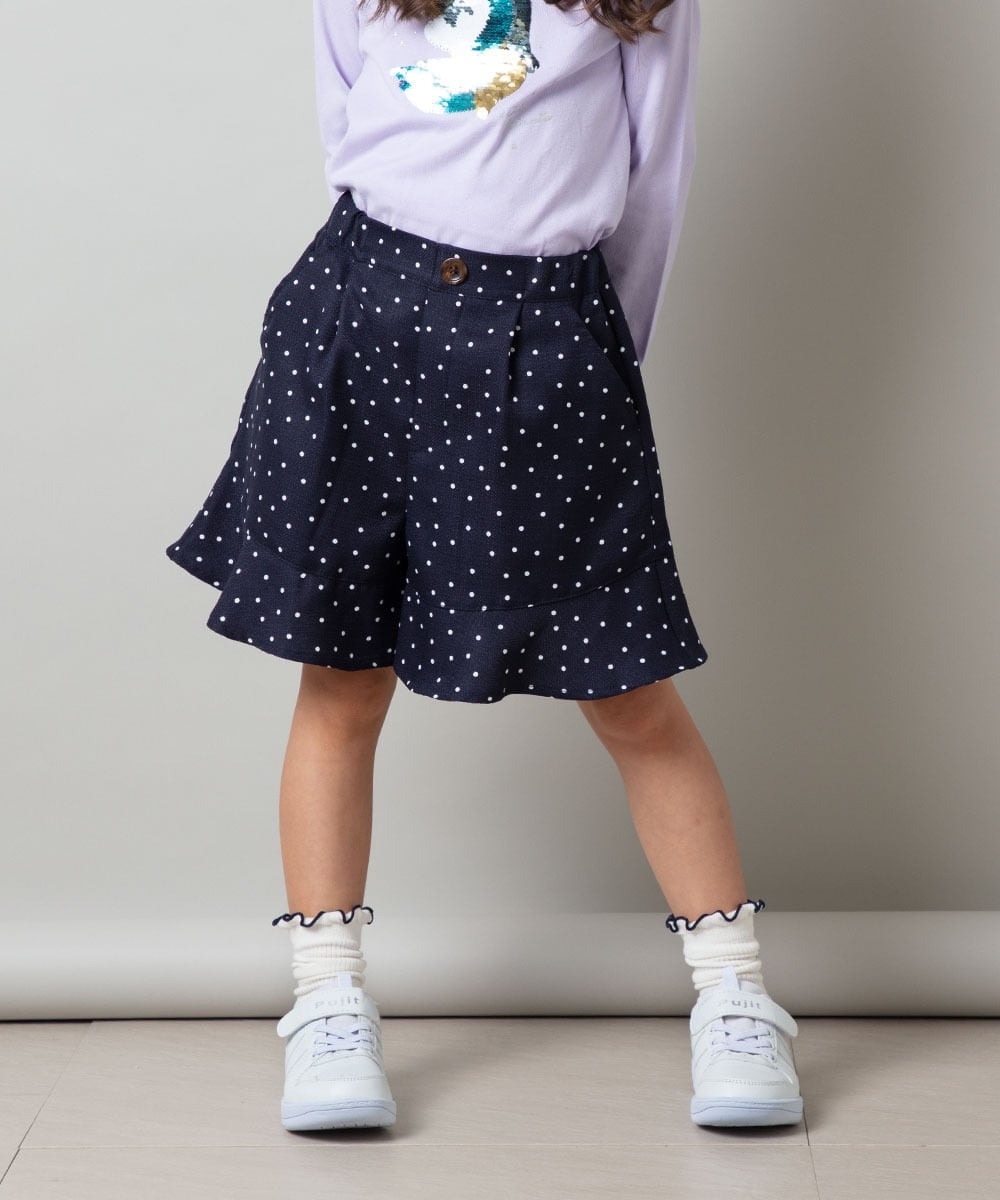 KJLES30029 a.v.v KIDS(アー・ヴェ・ヴェ) [100-130]フリルキュロットパンツ ブルー