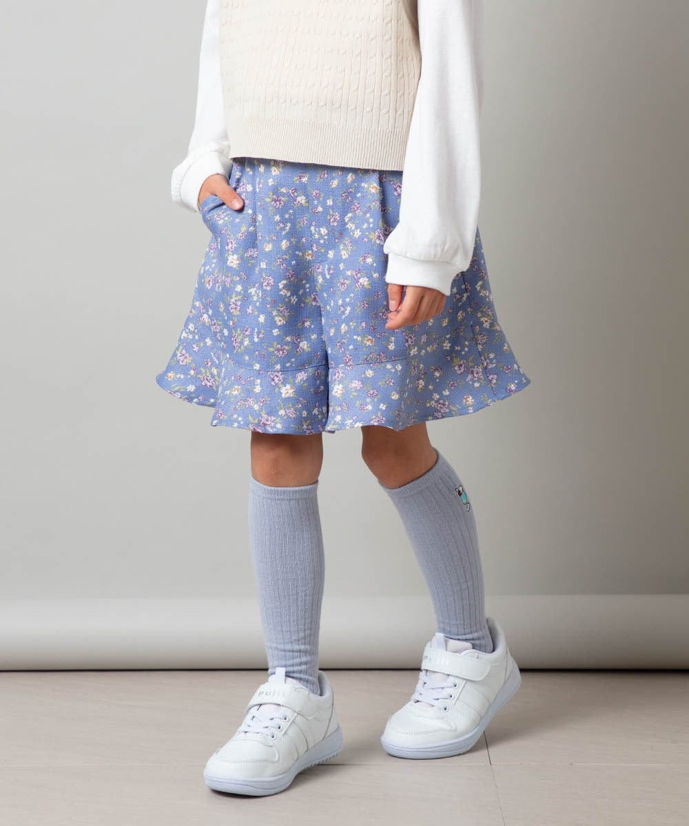 KJLES30029 a.v.v KIDS(アー・ヴェ・ヴェ) [100-130]フリルキュロットパンツ ブルー