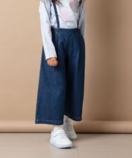 KJLES31034 a.v.v KIDS(アー・ヴェ・ヴェ) [120-130]【2WAY】サスペンダー付きデニムワイドパンツ ブルー