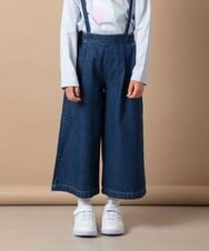 KJLES31034 a.v.v KIDS(アー・ヴェ・ヴェ) [120-130]【2WAY】サスペンダー付きデニムワイドパンツ ブルー
