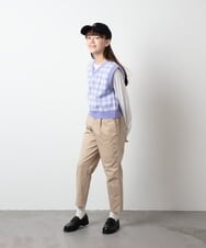 KJLES32034 a.v.v KIDS(アー・ヴェ・ヴェ) [120-130]【2WAY】サスペンダー付きテーパードパンツ チェック
