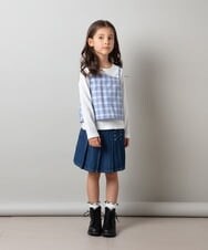 KJLES33029 a.v.v KIDS(アー・ヴェ・ヴェ) [110-130]タックプリーツレースアップキュロット ギンガムチェック