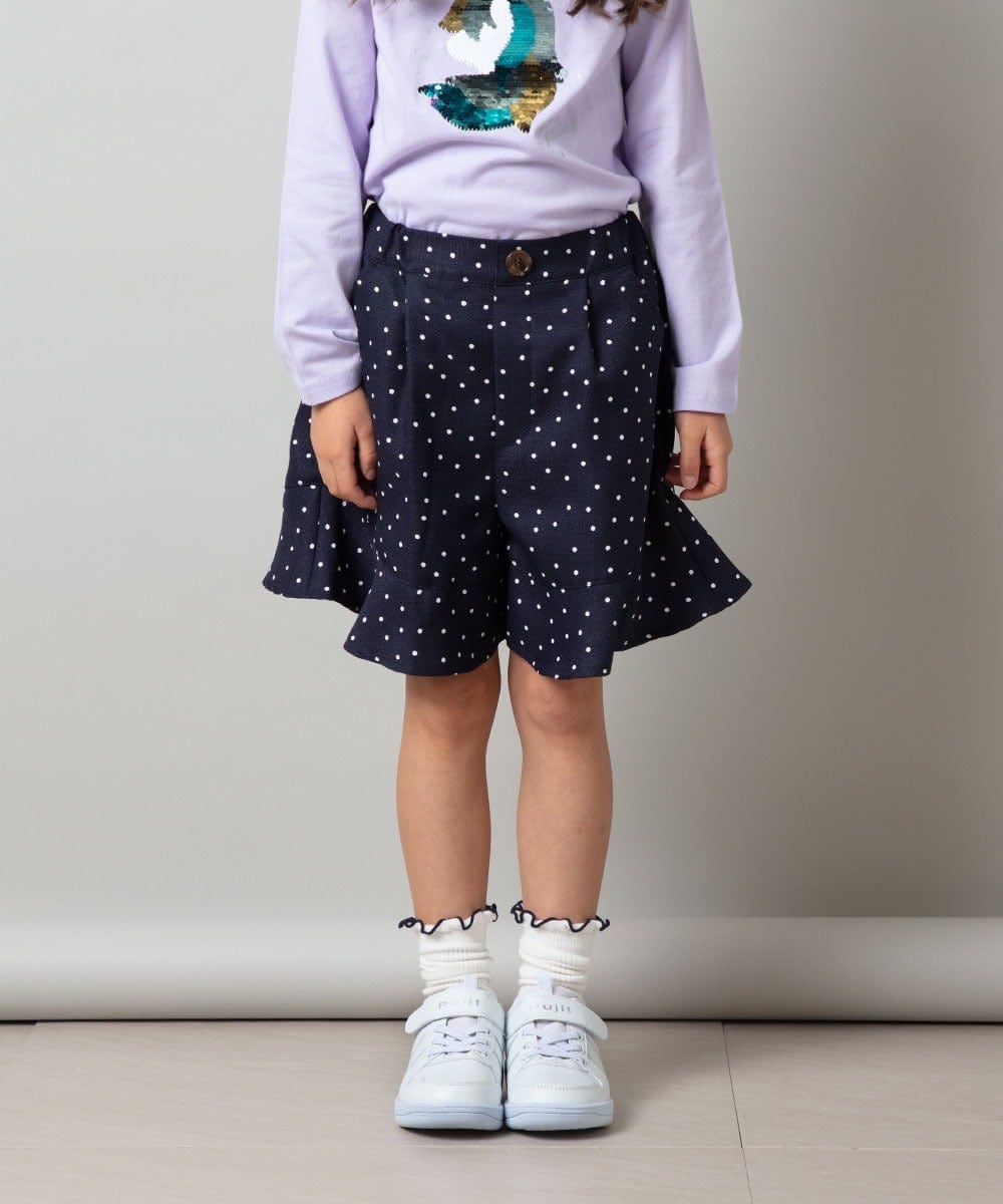 KJLET30034 a.v.v KIDS(アー・ヴェ・ヴェ) [140-150]フリルキュロットパンツ ネイビー