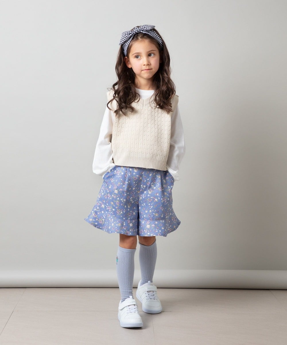 KJLET30034 a.v.v KIDS(アー・ヴェ・ヴェ) [140-150]フリルキュロットパンツ ネイビー