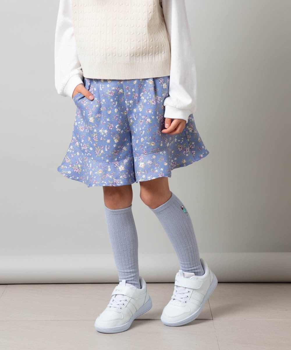 KJLET30034 a.v.v KIDS(アー・ヴェ・ヴェ) [140-150]フリルキュロットパンツ ネイビー