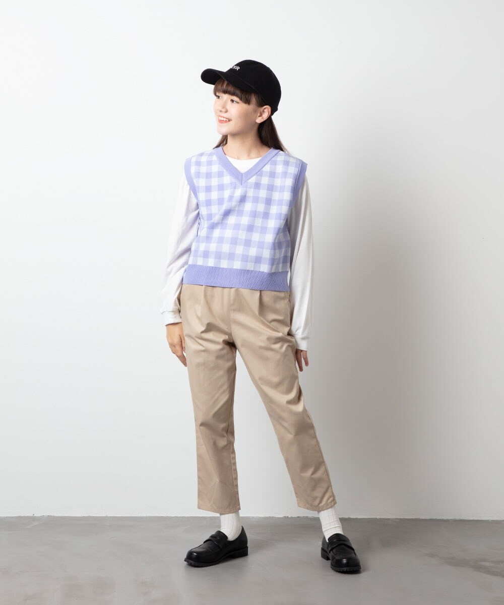 KJLET32039 a.v.v KIDS(アー・ヴェ・ヴェ) [140-150]【2WAY】サスペンダー付きテーパードパンツ デニム