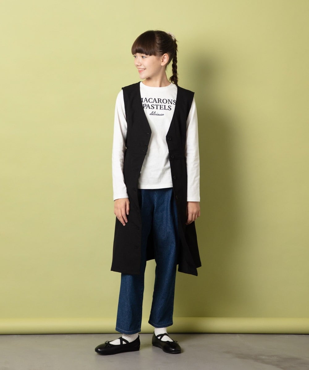 KJLET32039 a.v.v KIDS(アー・ヴェ・ヴェ) [140-150]【2WAY】サスペンダー付きテーパードパンツ デニム