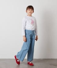 KJLEV30034 a.v.v KIDS(アー・ヴェ・ヴェ) [100-130]デニムワイドパンツ ライトブルー