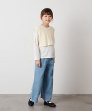 KJLEV30034 a.v.v KIDS(アー・ヴェ・ヴェ) [100-130]デニムワイドパンツ ライトブルー