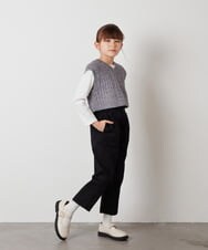 KJLEV31029 a.v.v KIDS(アー・ヴェ・ヴェ) [100-130]サスペンダー付きテーパードパンツ ブラック