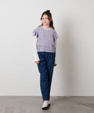 KJLEV31029 a.v.v KIDS(アー・ヴェ・ヴェ) [100-130]サスペンダー付きテーパードパンツ ブラック