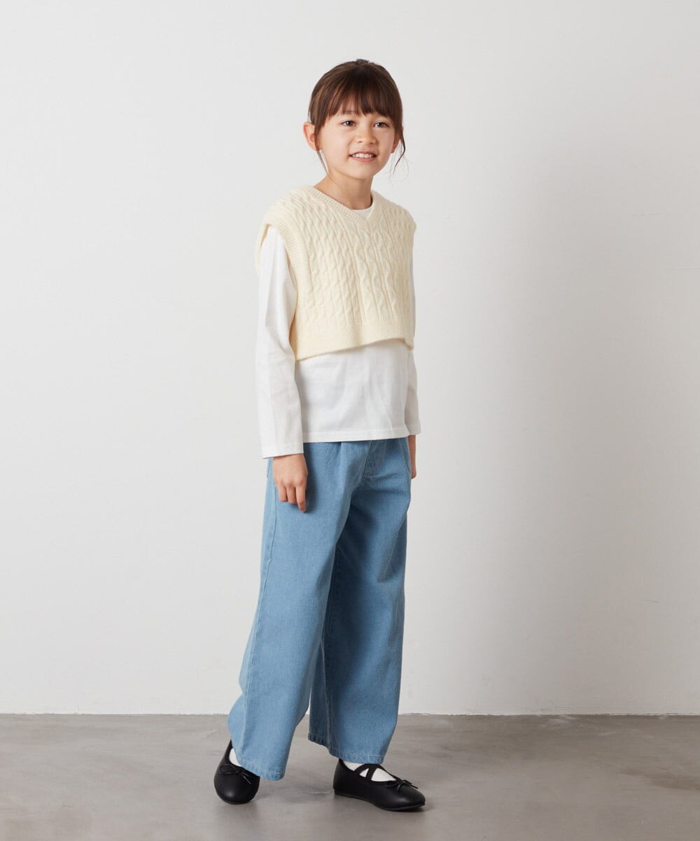 KJLEW30039 a.v.v KIDS(アー・ヴェ・ヴェ) [140-150]デニムワイドパンツ ブルー