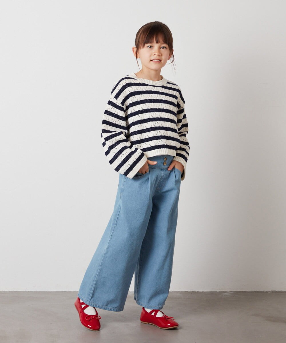 KJLEW30039 a.v.v KIDS(アー・ヴェ・ヴェ) [140-150]デニムワイドパンツ ブルー